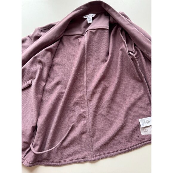 ATHLETA Retroterry Damask Mauve Cotton Terry Wrap Cardigan Sweatshirt, Size S - Picture 8 of 13
